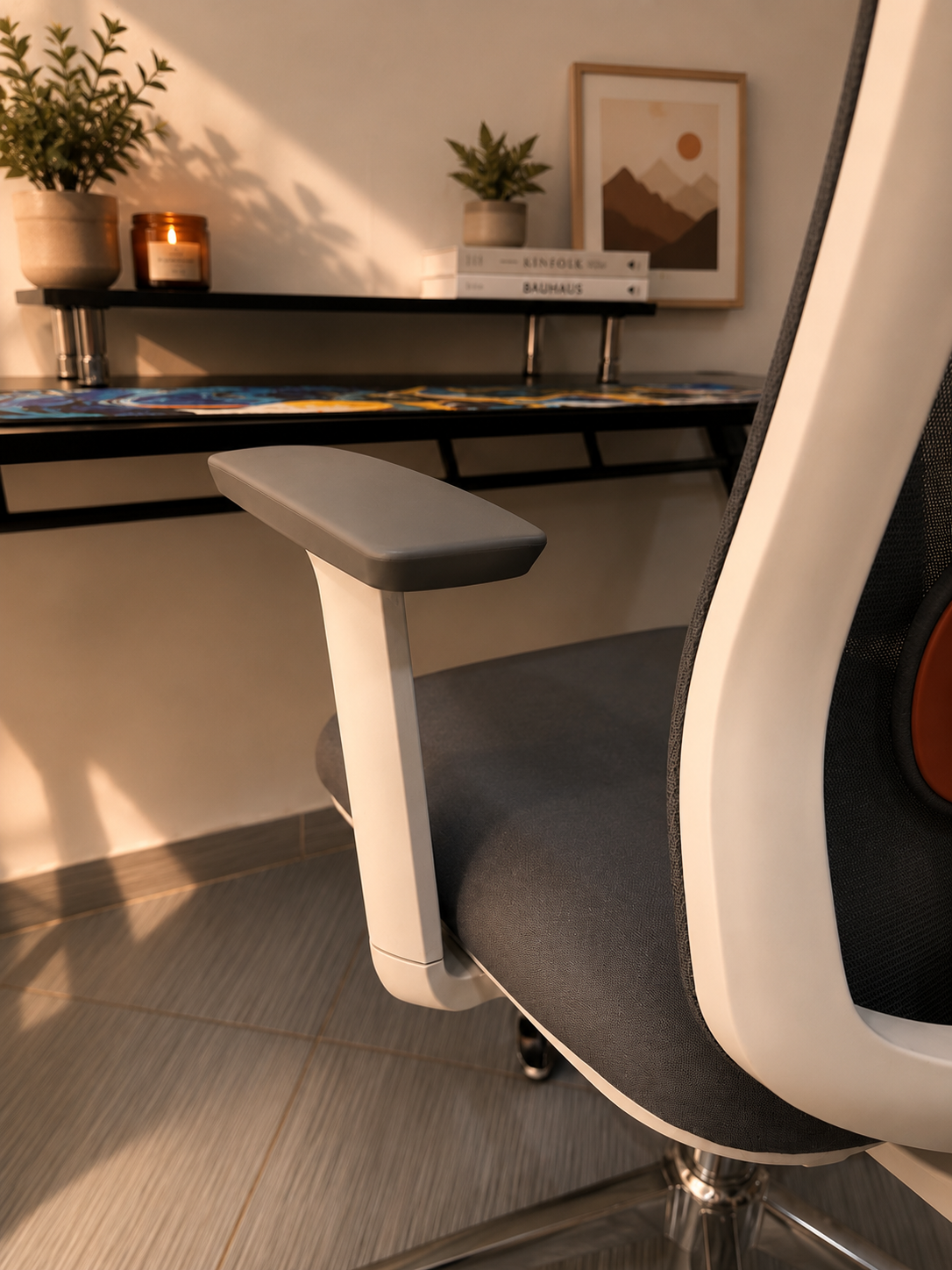 CHAISE ERGONOMIQUE GALAN GRIS & ORANGE