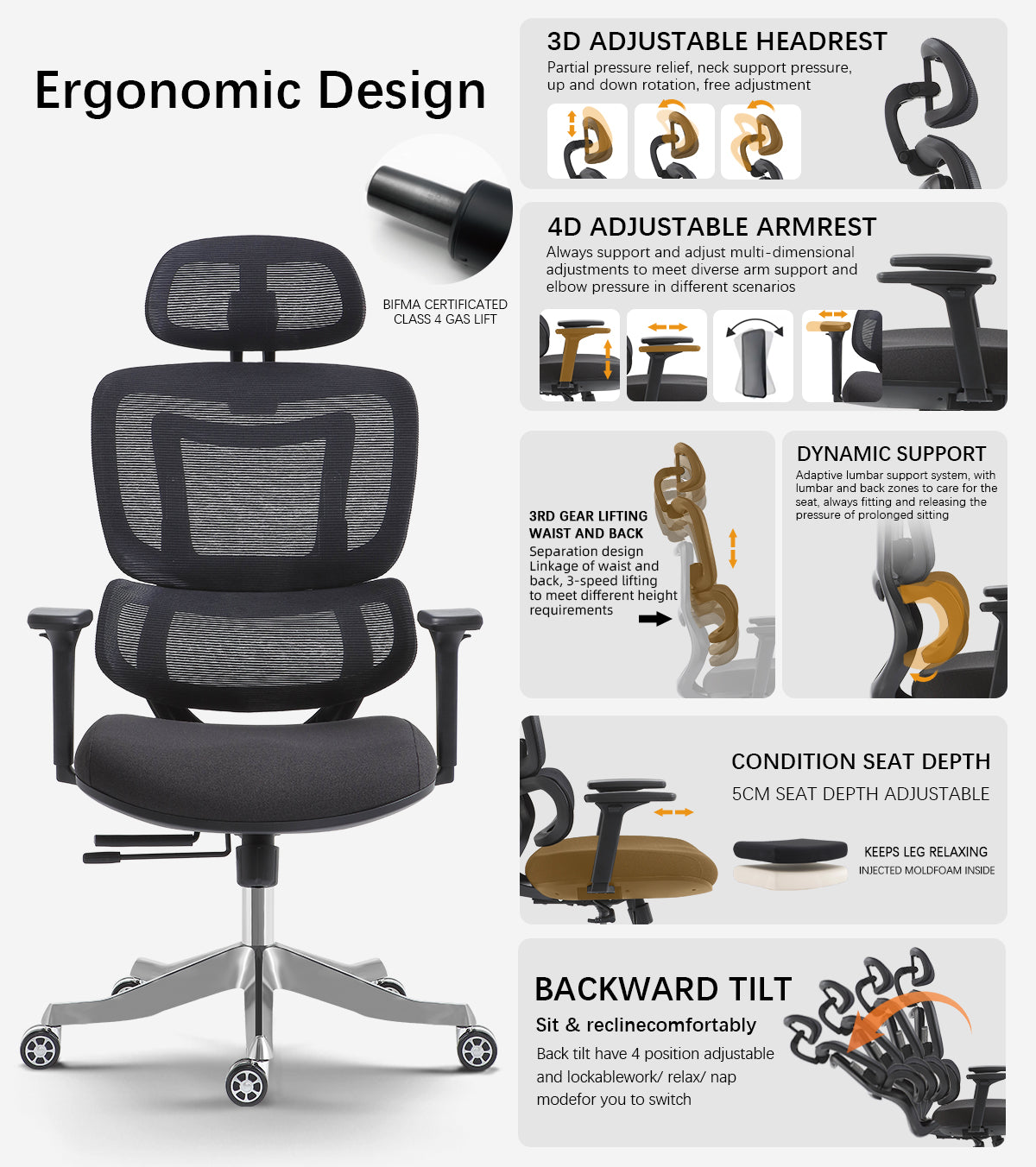 FAUTEUIL ERGONOMIQUE HAUT GAMME ZF 01