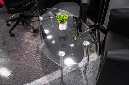 TABLE BASSE EN VERRE OVALE