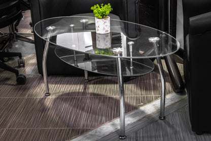 TABLE BASSE EN VERRE OVALE