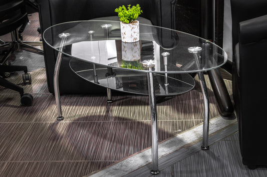 TABLE BASSE EN VERRE OVALE