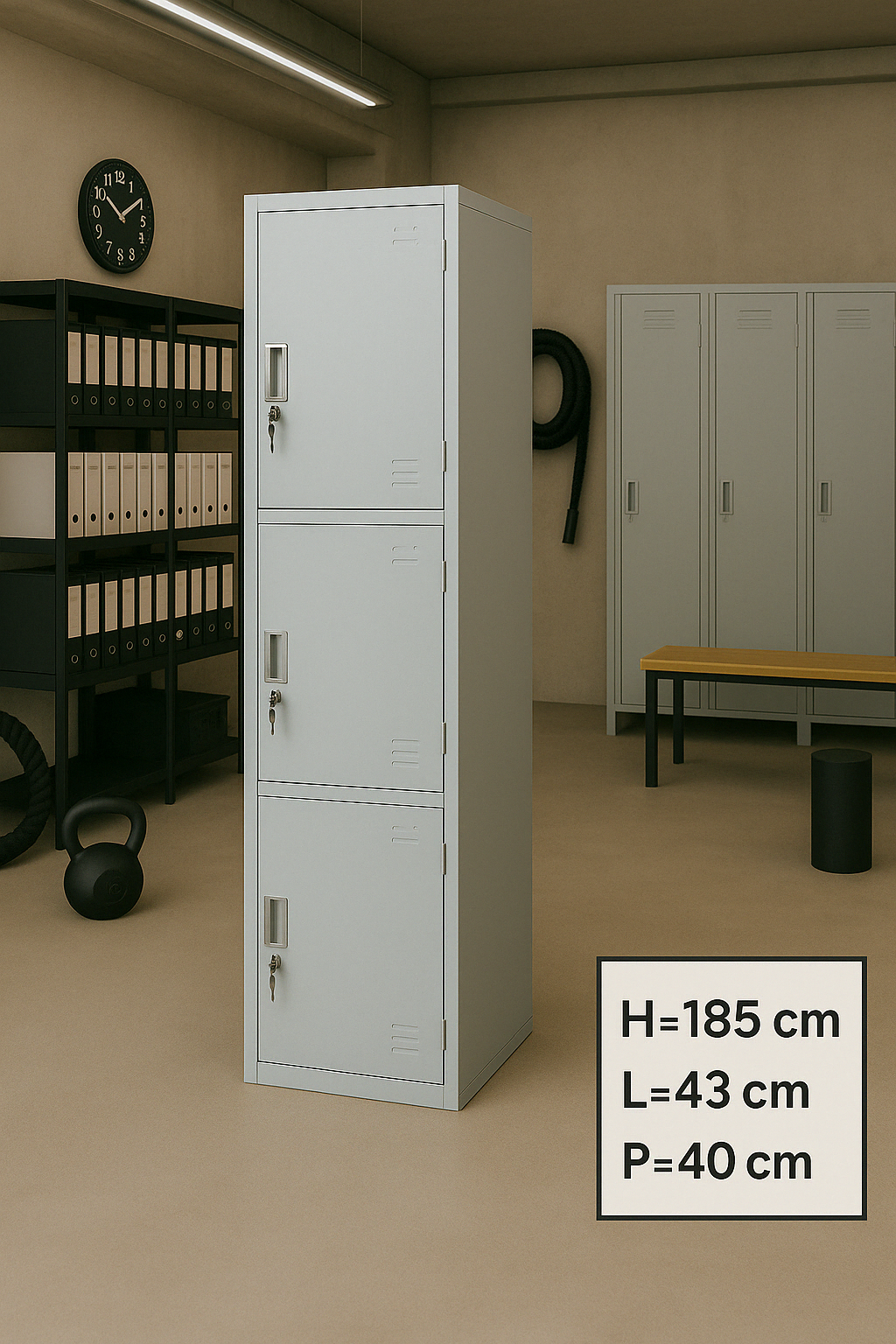 ARMOIRE METALLIQUE VESTIAIRES 03 COMPARTIMENTS