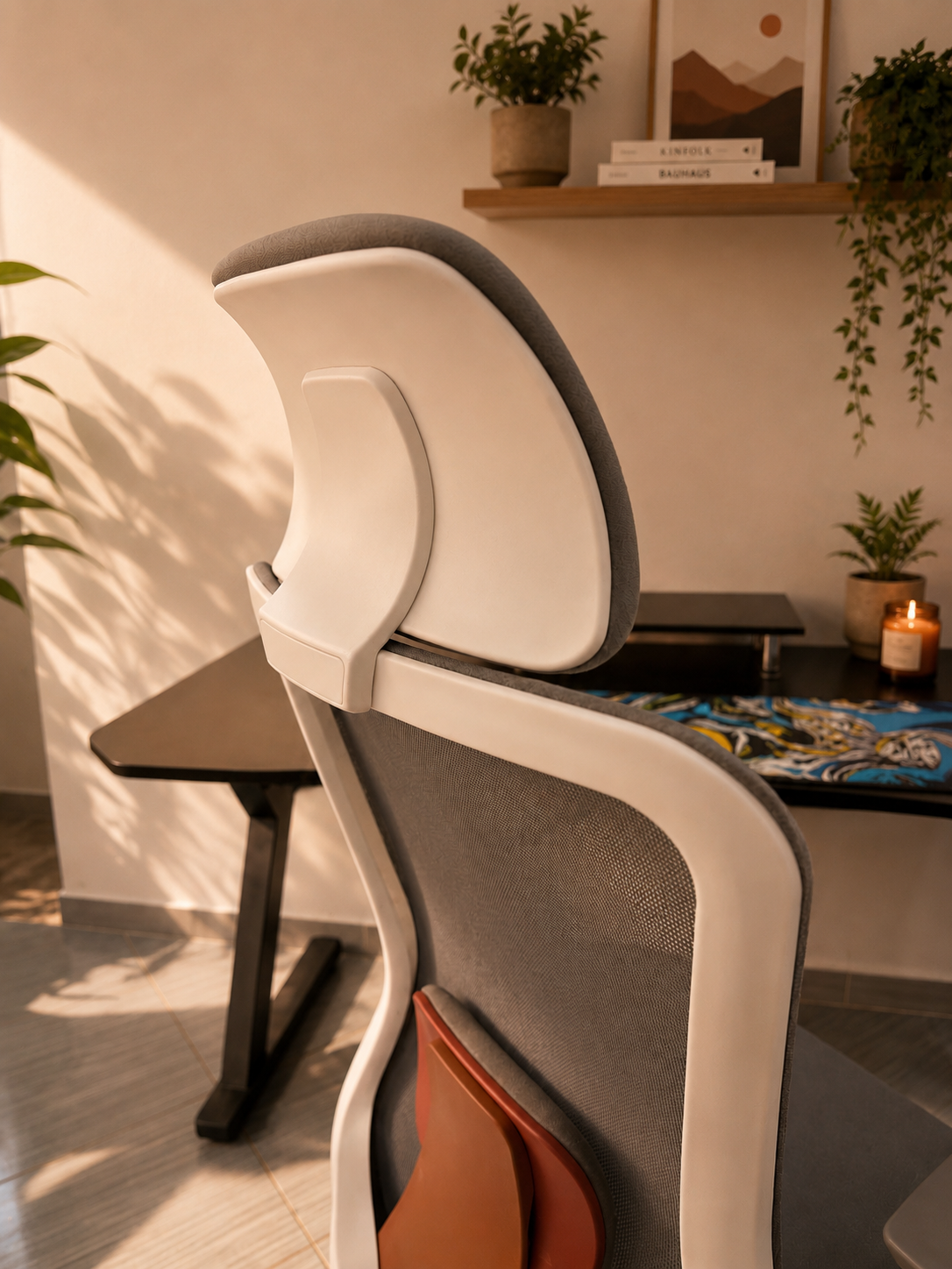 CHAISE ERGONOMIQUE GALAN GRIS & ORANGE