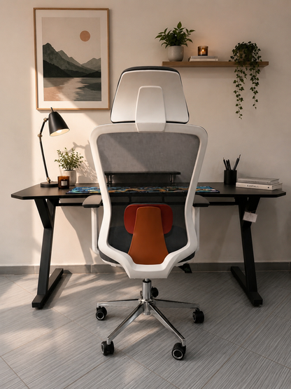 CHAISE ERGONOMIQUE GALAN GRIS & ORANGE