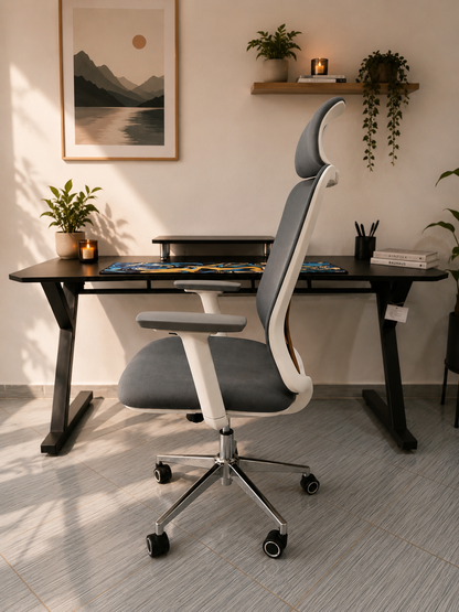 CHAISE ERGONOMIQUE GALAN GRIS & ORANGE
