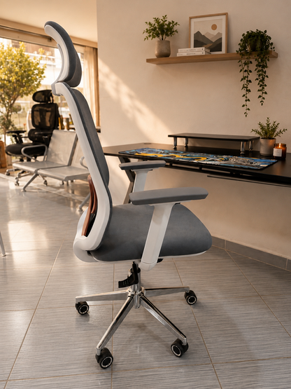 CHAISE ERGONOMIQUE GALAN GRIS & ORANGE