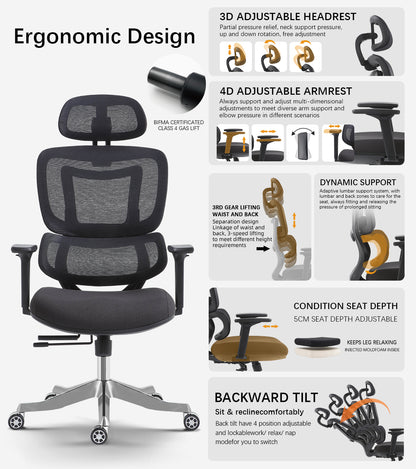 FAUTEUIL ERGONOMIQUE HAUT GAMME ZF 01